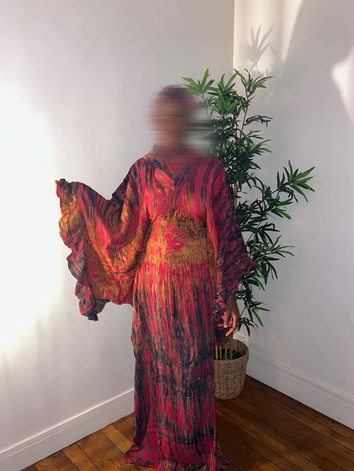 Robe dampe rose/noir 1m65