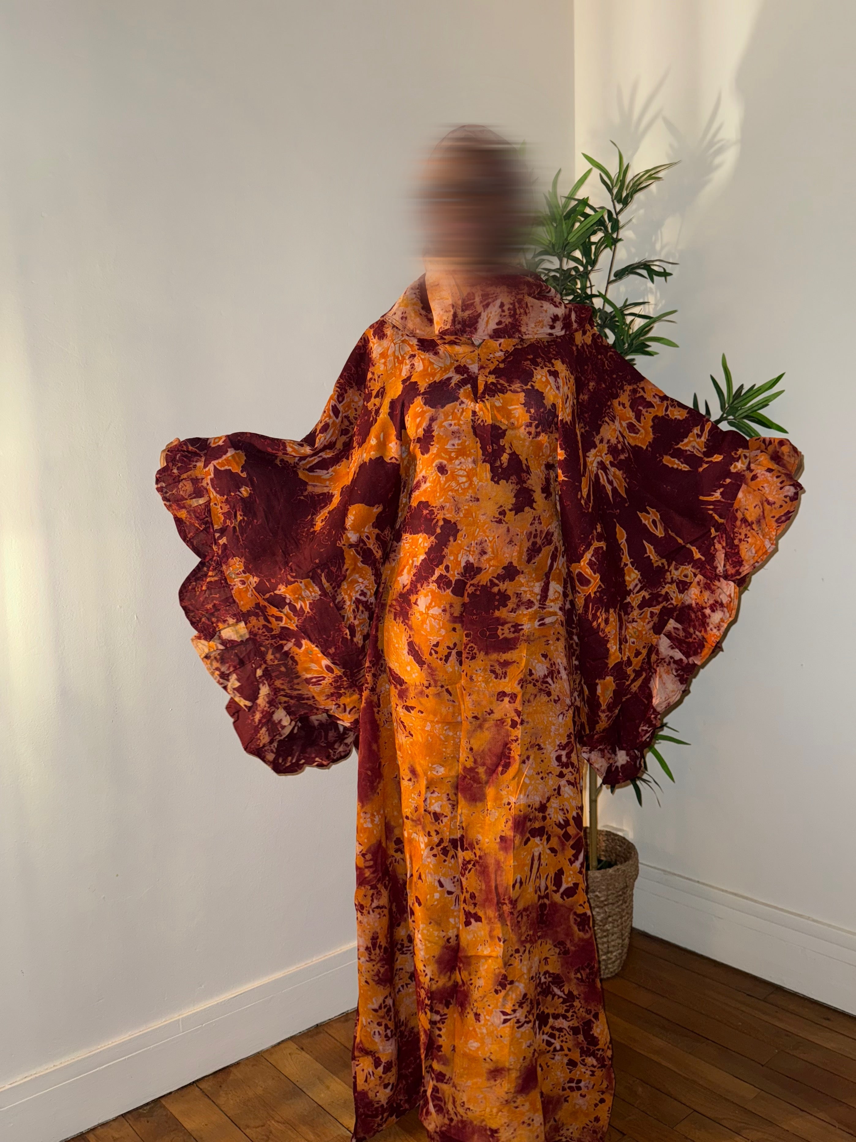 Robe dampe bordeaux orange 1m65