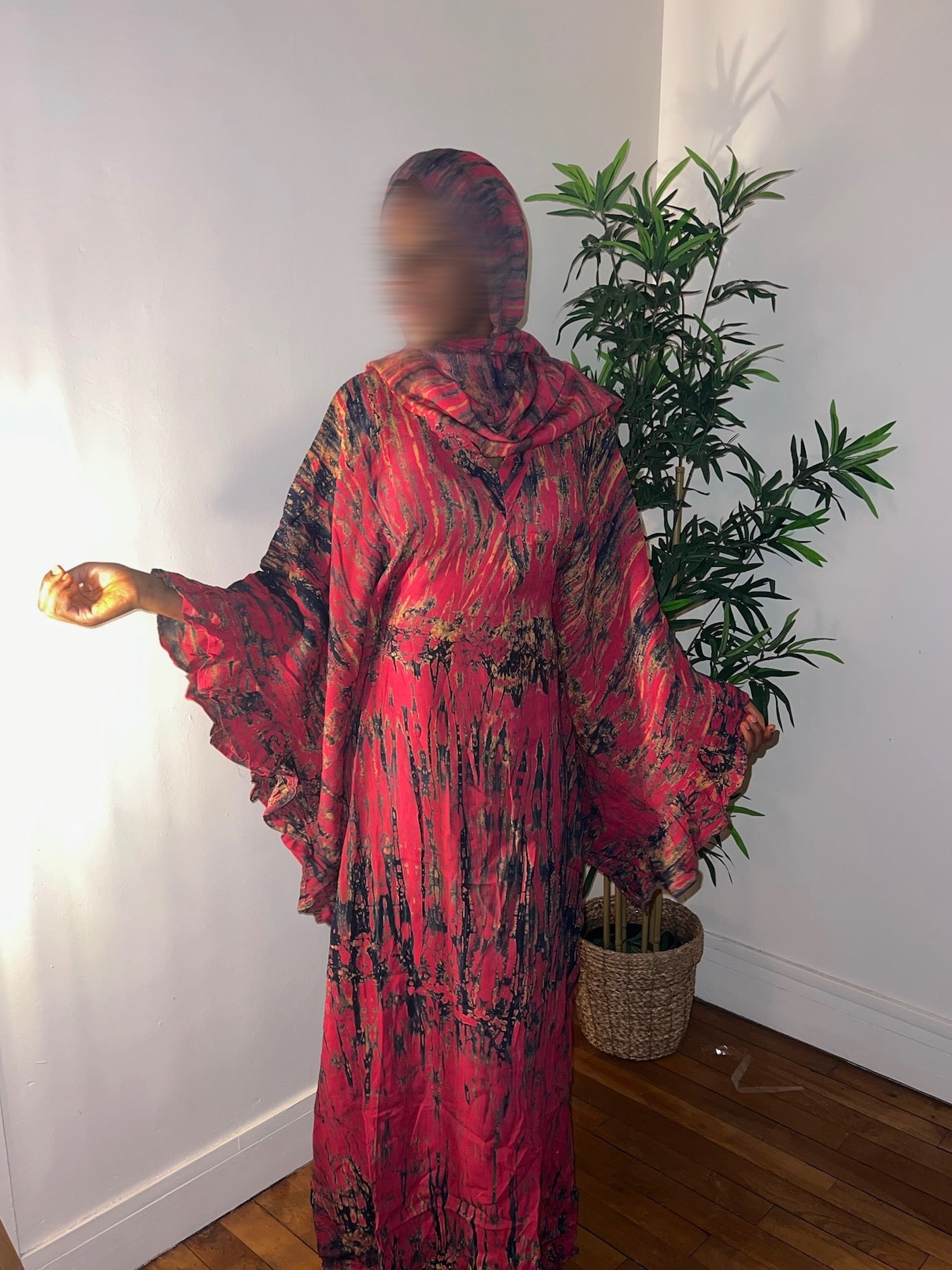 Robe dampe rose/noir 1m65