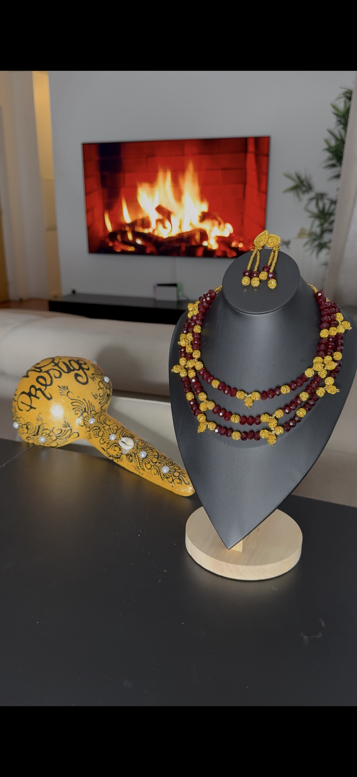 Parure perle triple 3 lignes