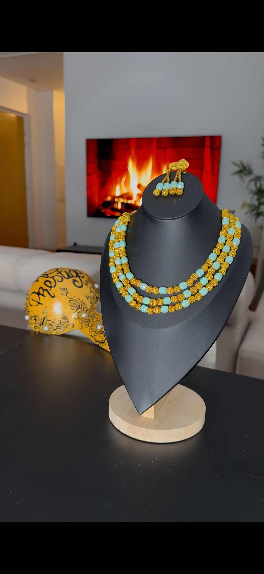 Parure perles 3 lignes