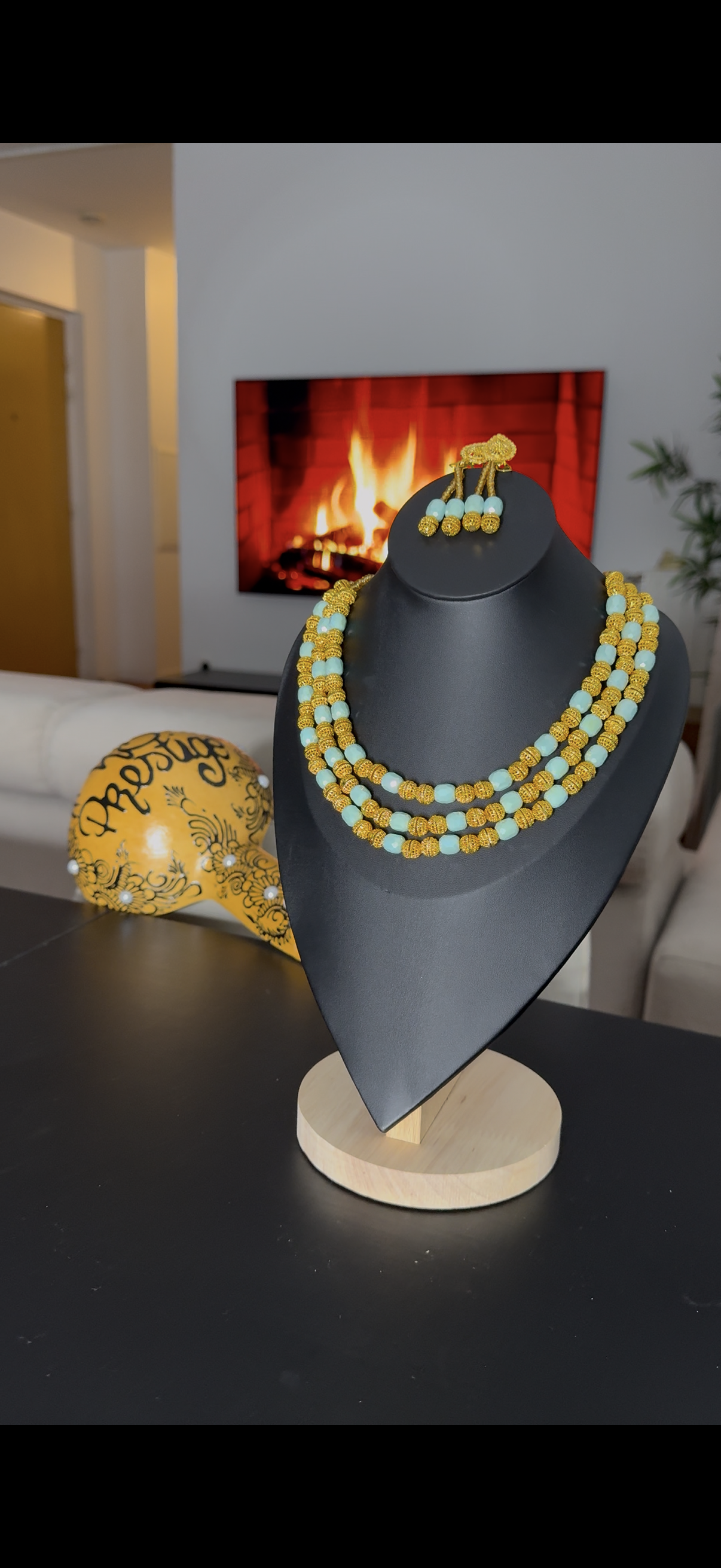 Parure perles 3 lignes