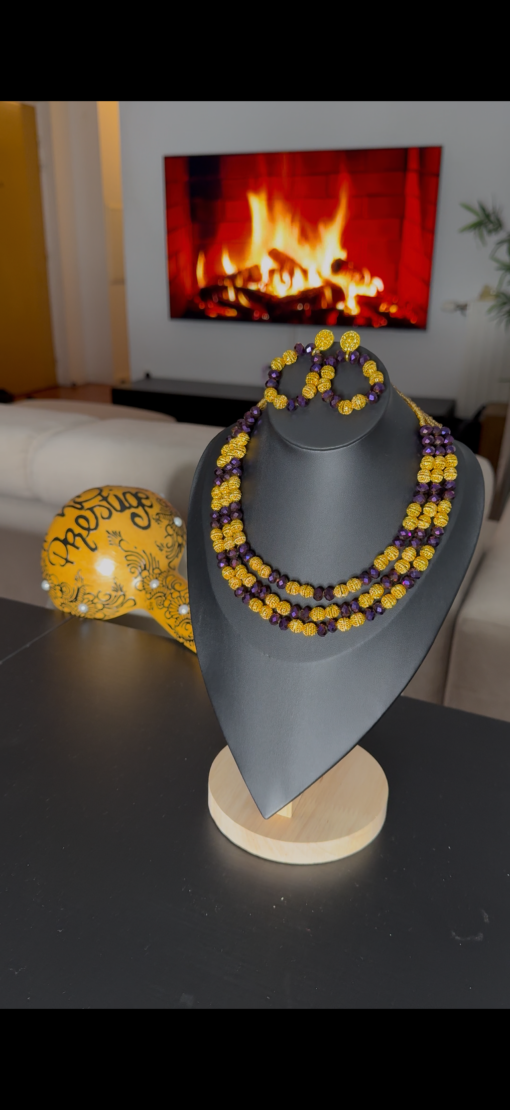 Parure perles 3 lignes
