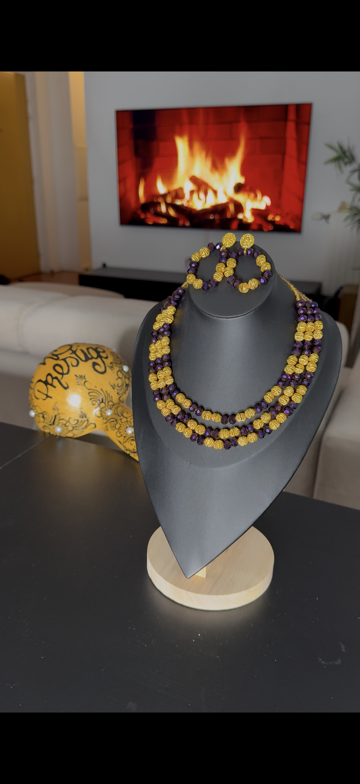 Parure perles 3 lignes