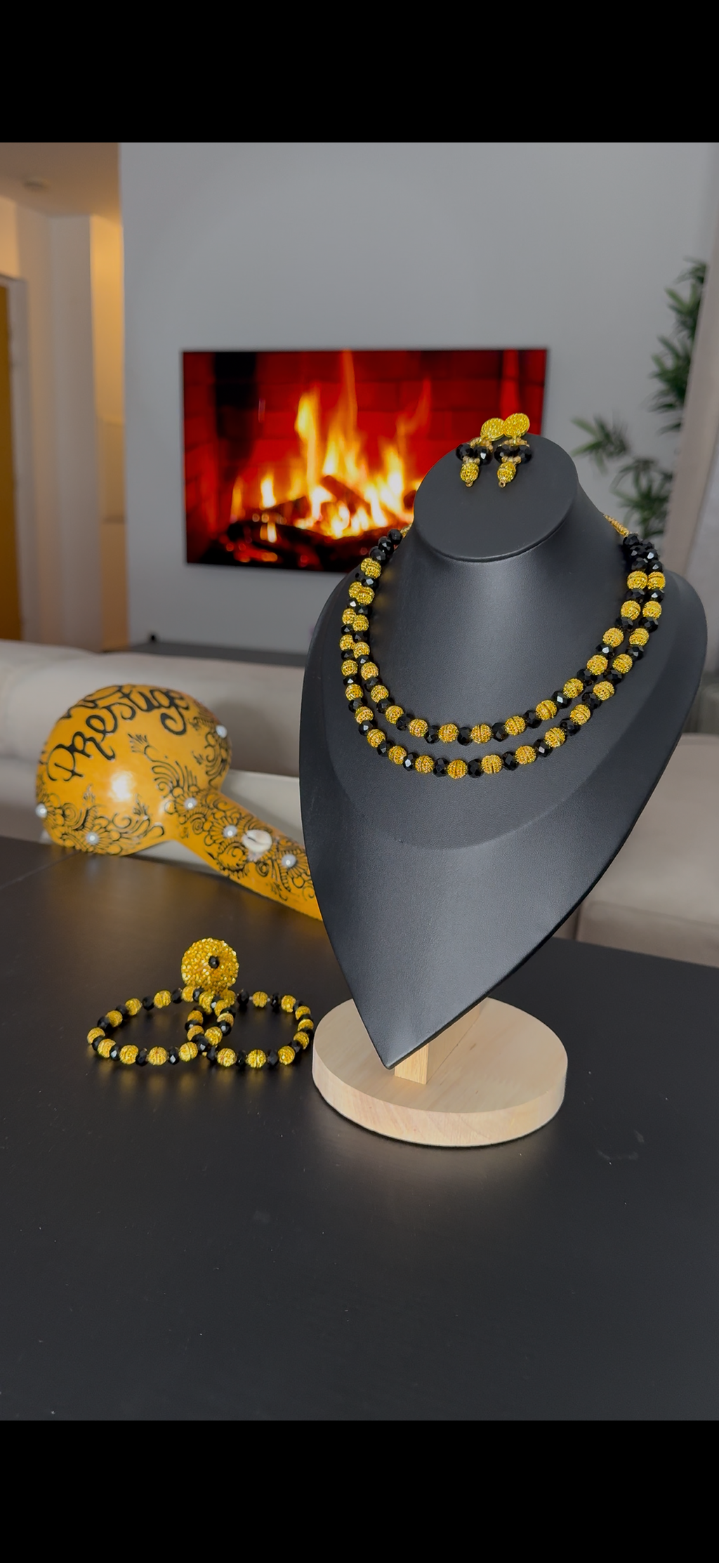 Parure perles 2 lignes + bracelets bague