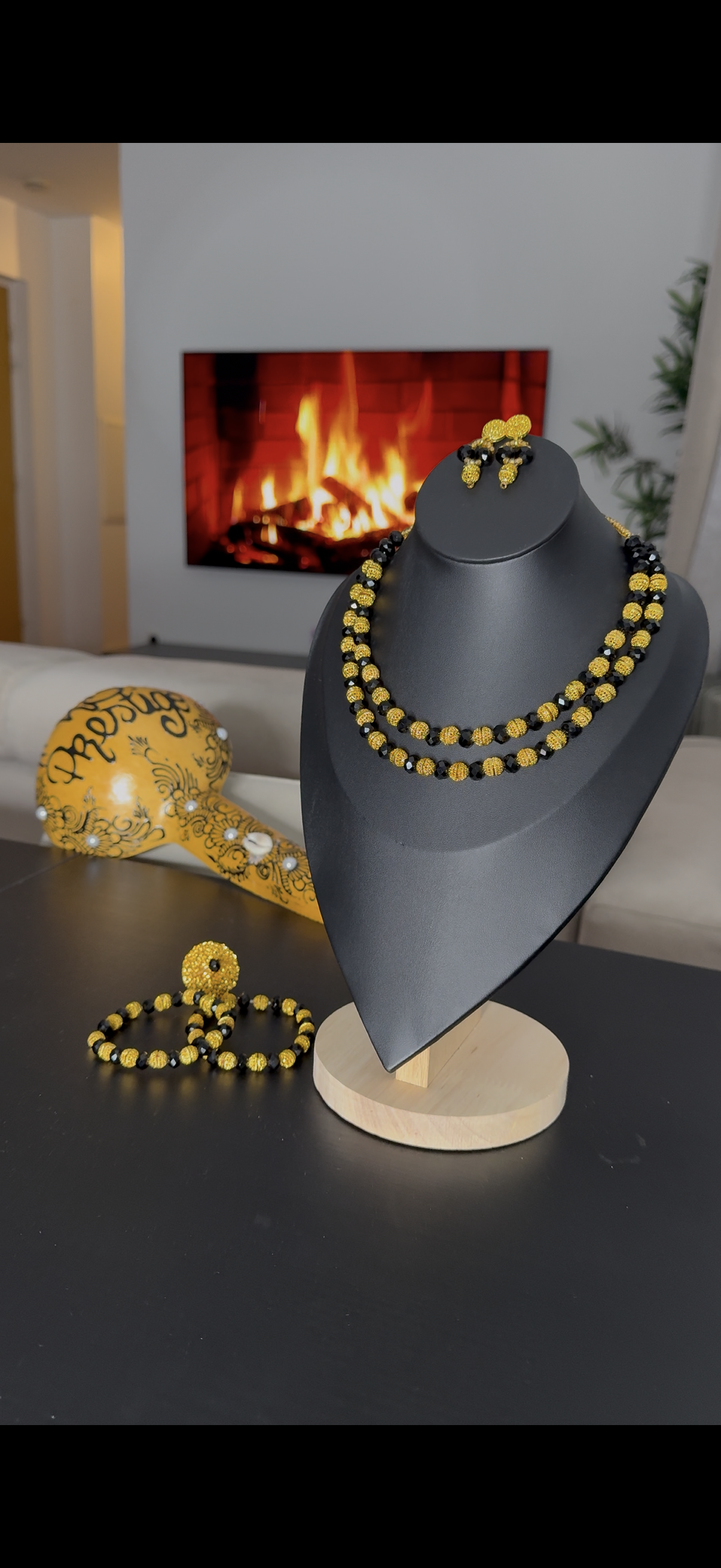 Parure perles 2 lignes + bracelets bague