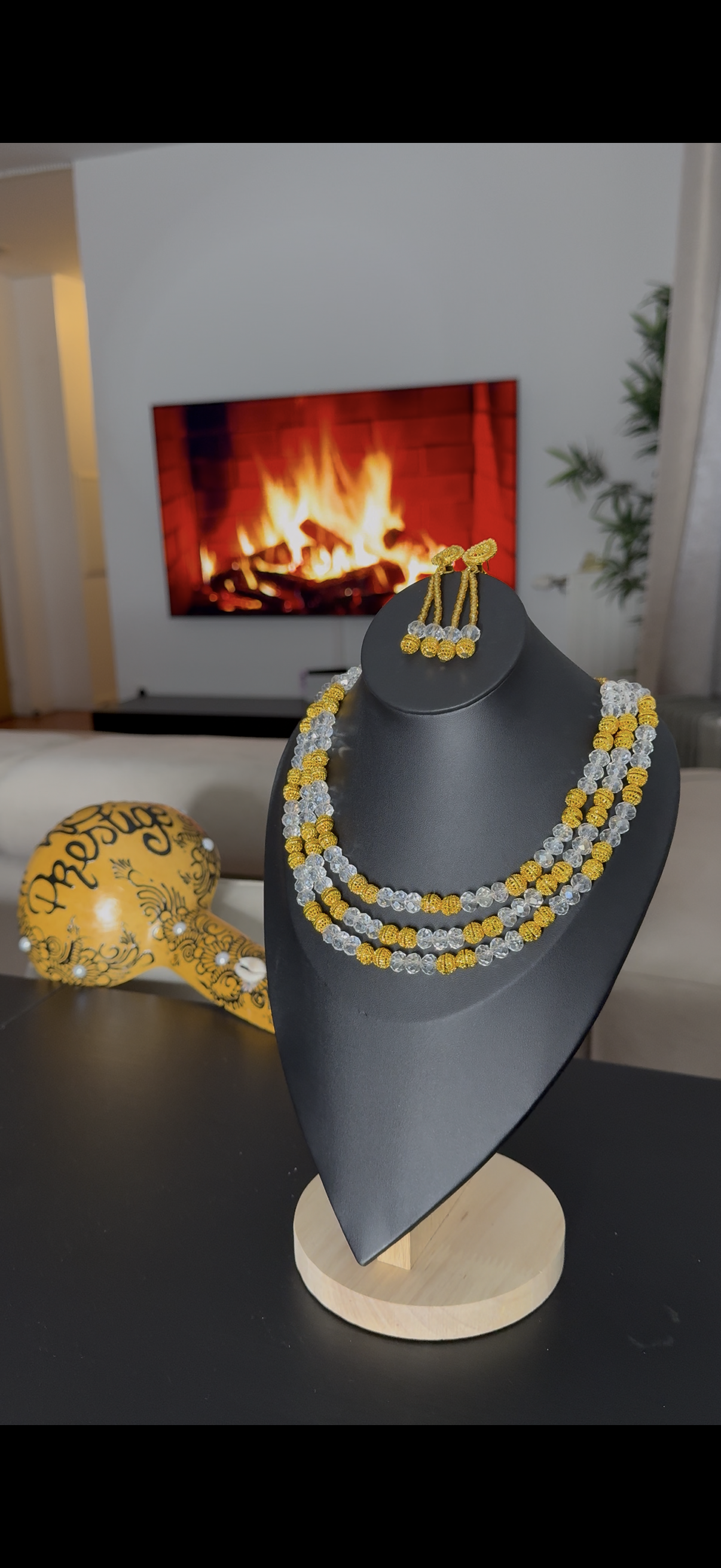 Parure perles 3 lignes