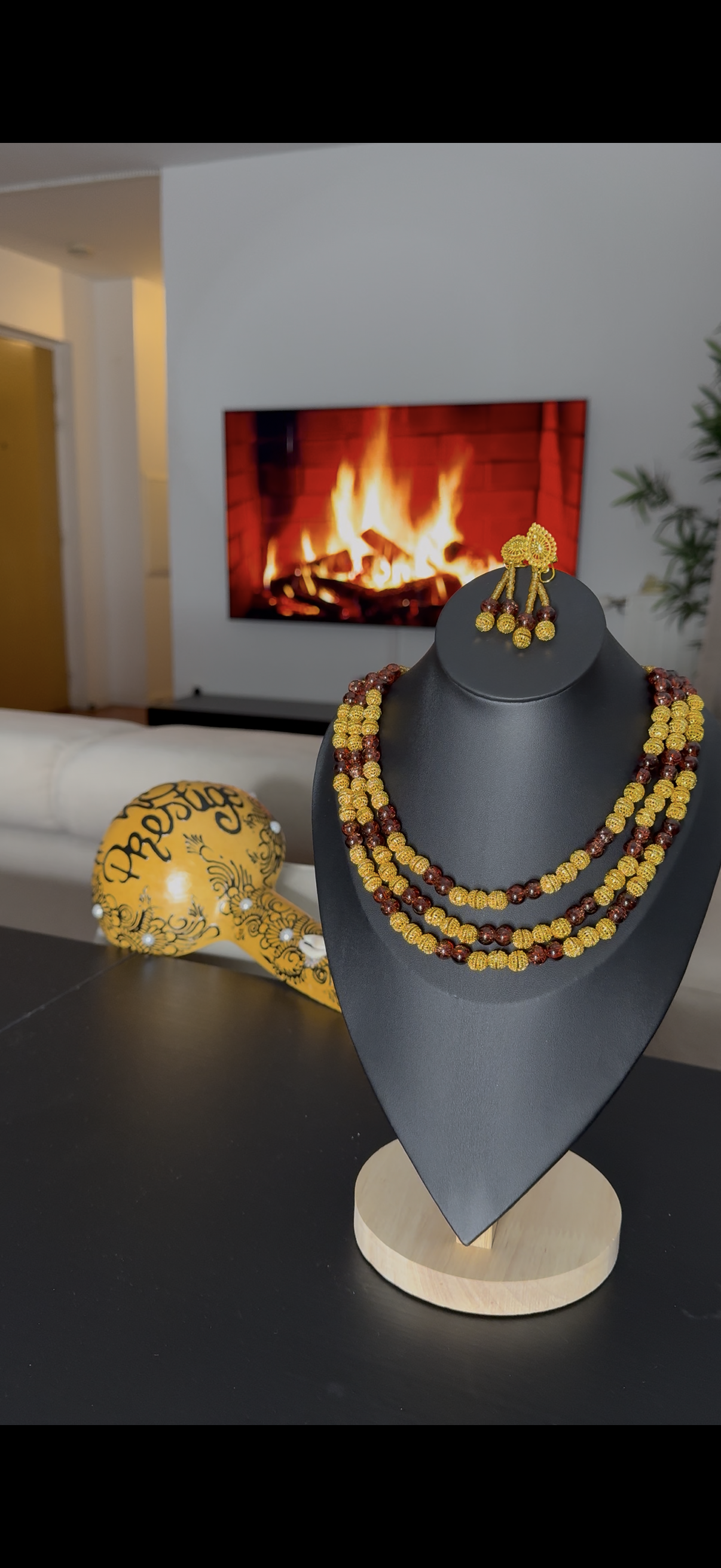 Parure perles 3 lignes